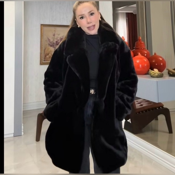 NWT Zara FAUX FUR COAT BLACK Teddy Jacket 1255 - Picture 4 of 5